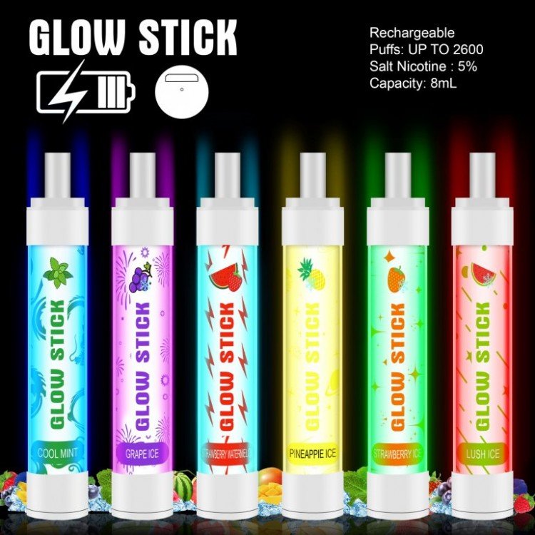 Aokit - Glow Stick 2600 Işıklı Puff Şarj Edilebilen Tek Kullanımlık Elektronik Sigara