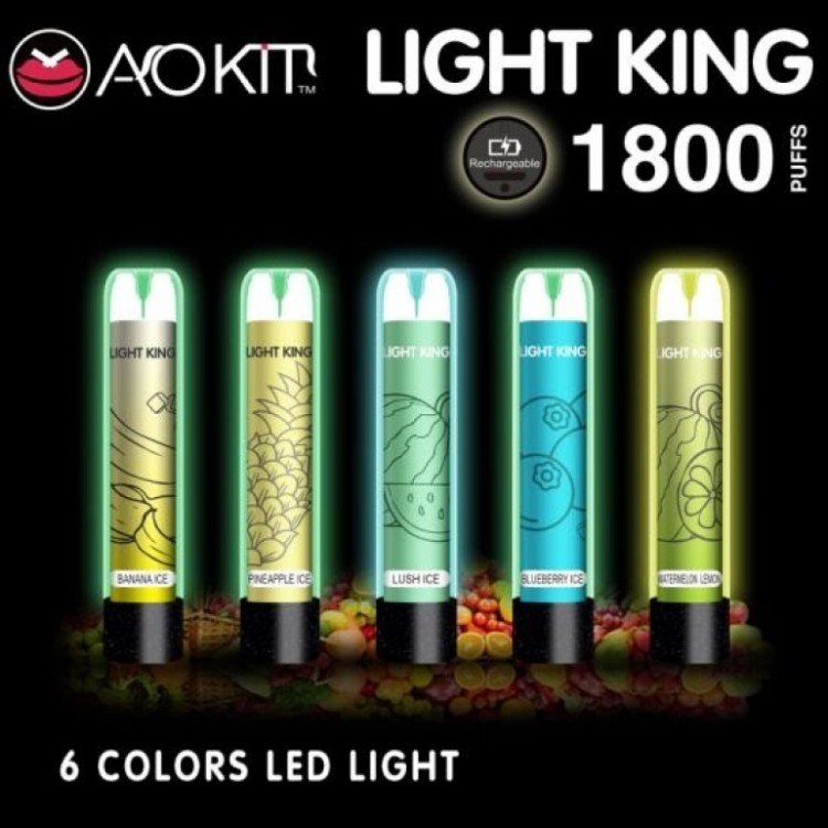 Aokit - Light King 1800 Işıklı Puff Şarj Edilebilir Tek Kullanımlık Elektronik Sigara