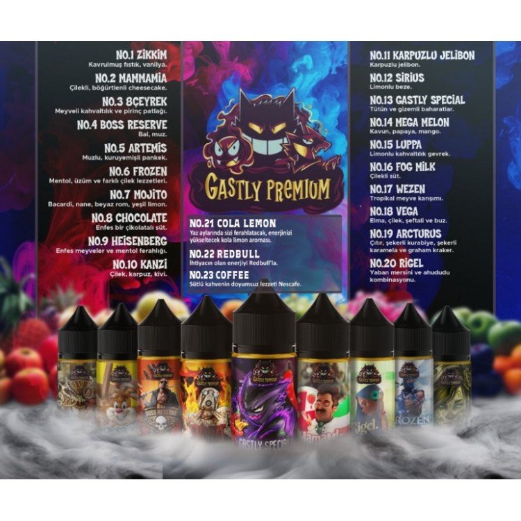 (DL) 50 Adet 30 ml Gastly Premium Toptan Likit