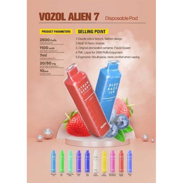 Vozol Alien 7 2500 Puff Tek Kullanımlık Elektronik Sigara